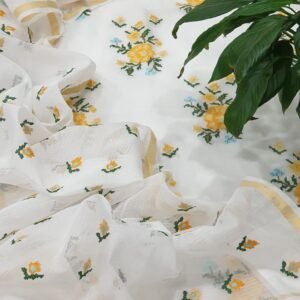 Pure kota doriya thread work cotton unstitched suit( top+duptta)