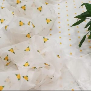 Pure kota doriya thread work cotton unstitched suit( top+duptta)
