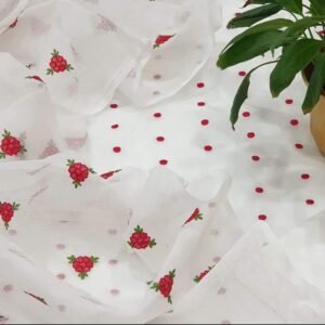 Pure kota doriya thread work cotton unstitched suit( top+duptta)