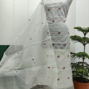 Pure kota doriya thread work cotton unstitched suit( top+duptta)
