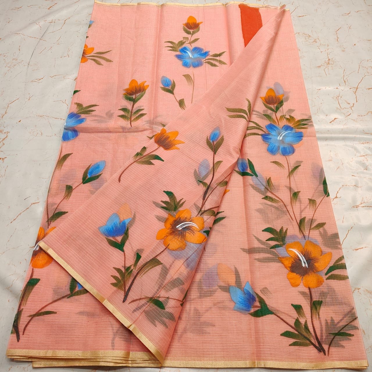 soft kota cotton printed 6 met saree with blouse