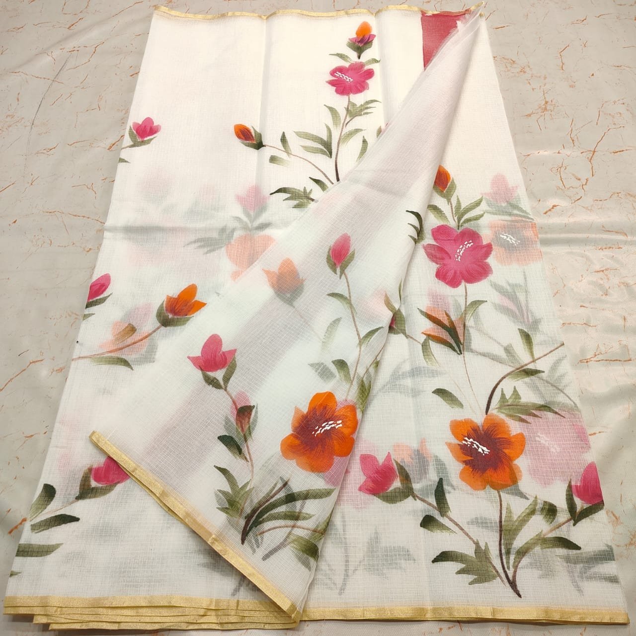 soft kota cotton printed 6 met saree with blouse