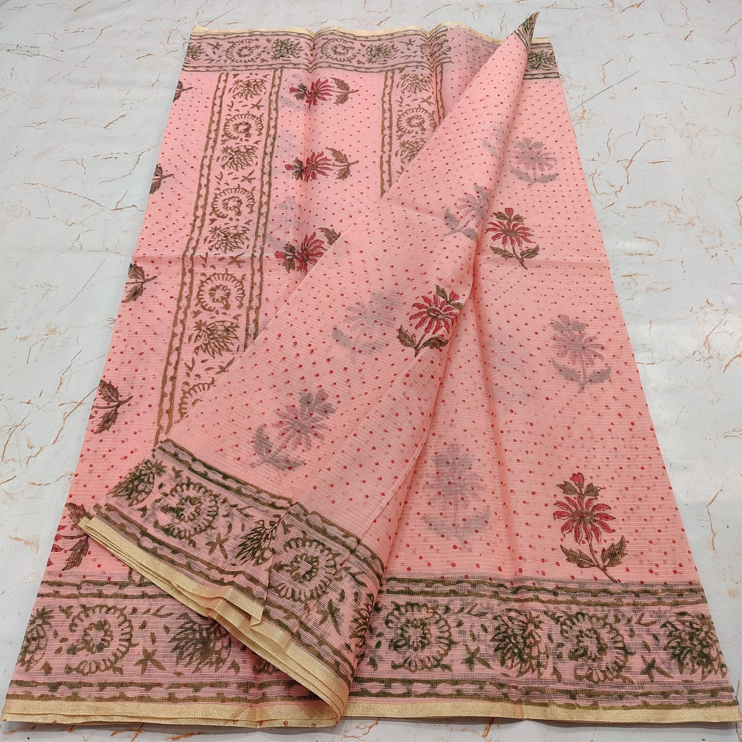 soft kota cotton printed 6 met saree with blouse