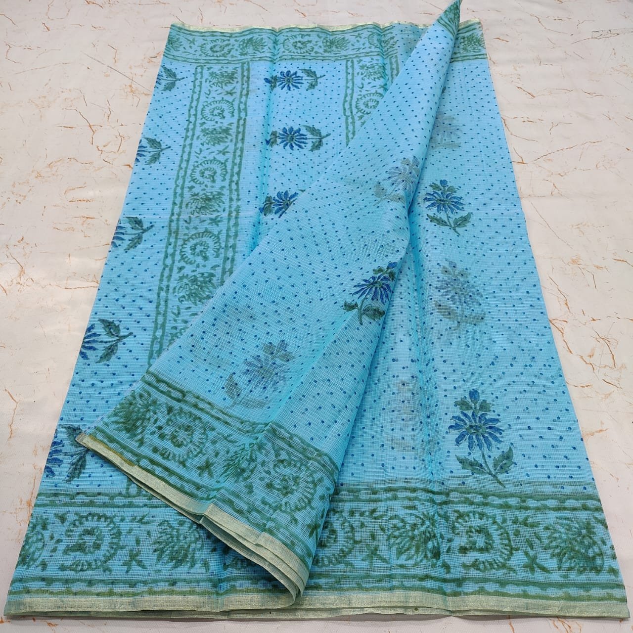soft kota cotton printed 6 met saree with blouse