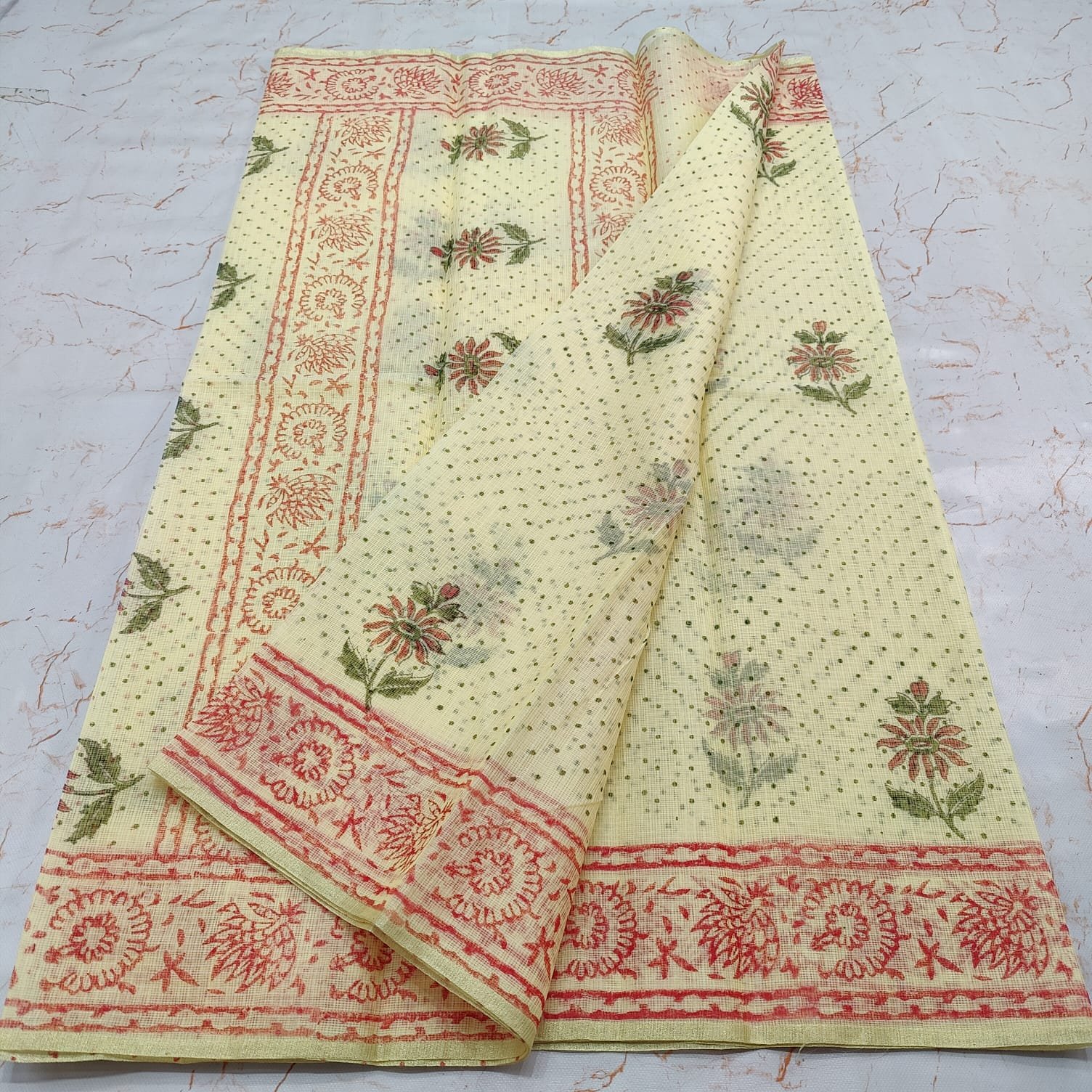soft kota cotton printed 6 met saree with blouse