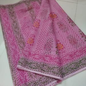 soft kota cotton printed saree with blouse