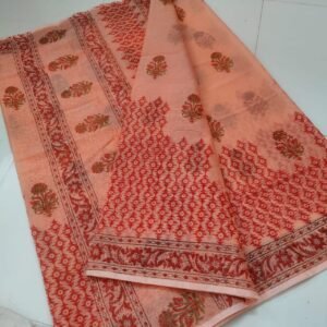 soft kota cotton printed saree with blouse