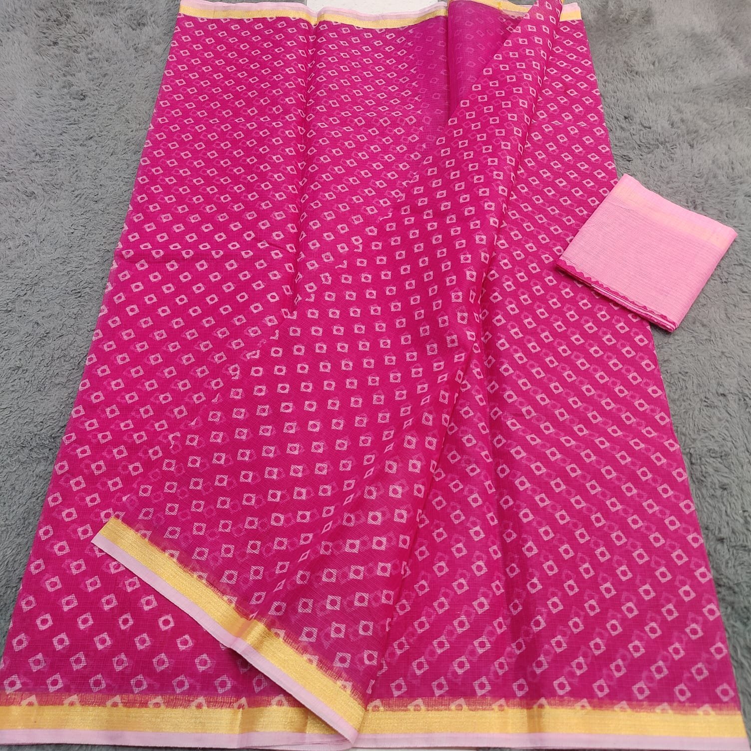 soft kota cotton printed saree with blouse