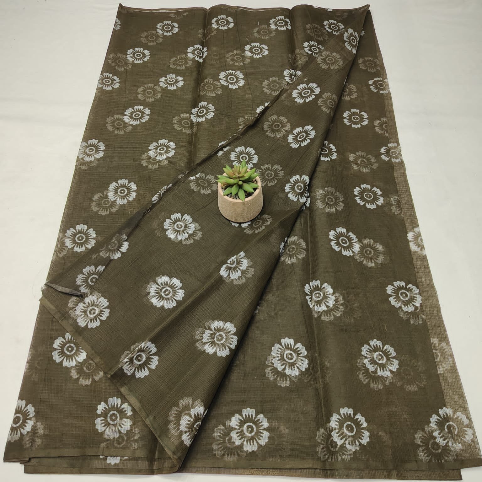 soft kota cotton printed saree with blouse