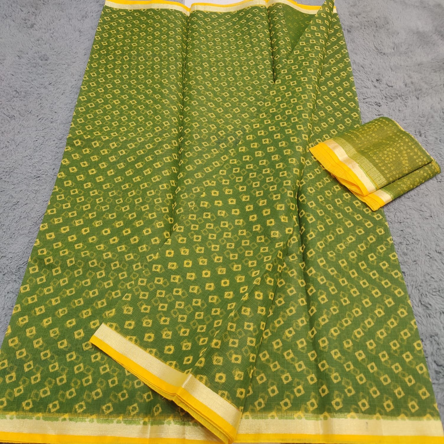 soft kota cotton printed saree with blouse