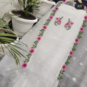 cotton kota doriya thread neak work dress matrial (top+duptta)