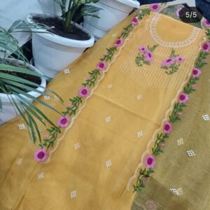 soft cotton kota doriya thread work unstiched dress metrial (top+duptta)