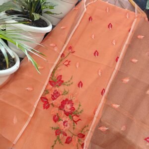 soft kota cotton flower embroidery unstiched suit (Top+Duptta)
