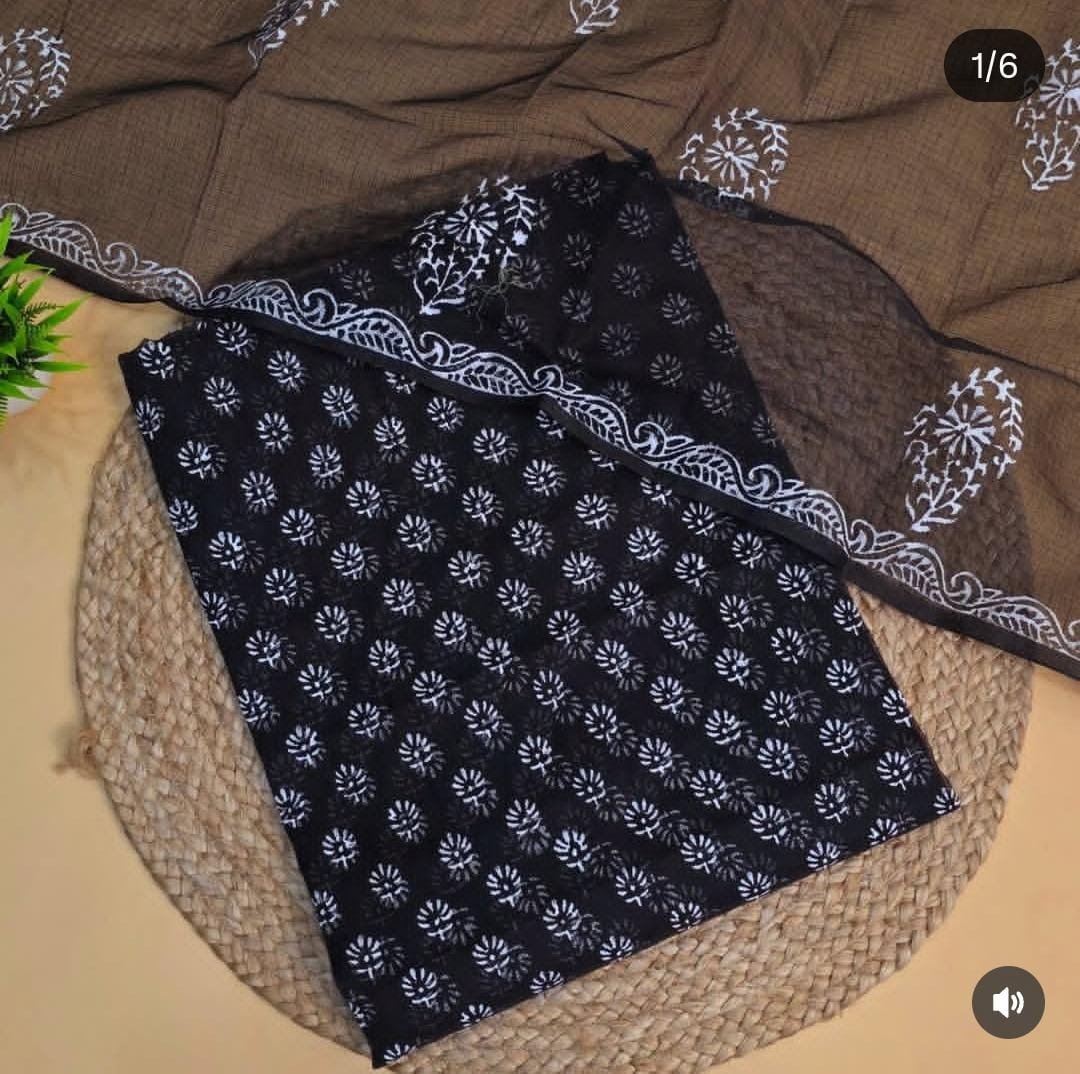 soft kota doriya printed dress matrial (Top+Duptta)