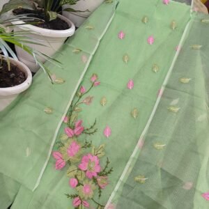 soft kota cotton flower embroidry dress metrial (Top+Duptta)