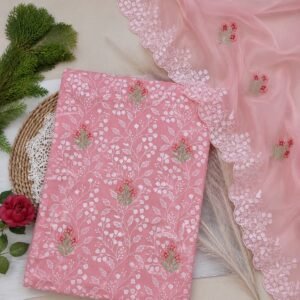soft cotton kota doriya cut work unstiched suit (top+duptta)