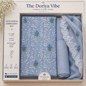 pure kota doriya cut work duptta dress metrial (top+duptta)