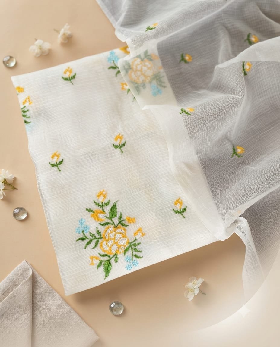 Kota doriya cotton embroidery work suit (Top+Duptta)