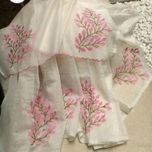 Soft cotton kota doriya embroidery work saree