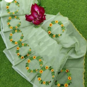 Soft cotton kota doriya embroidery work saree