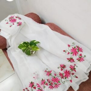 Soft cotton kota doriya embroidery work saree