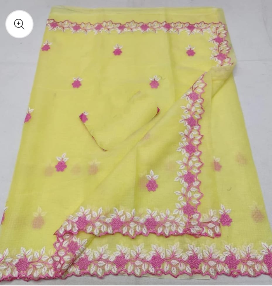 Soft cotton kota doriya embroidery work saree