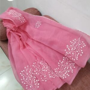 Soft cotton kota doriya embroidery work saree