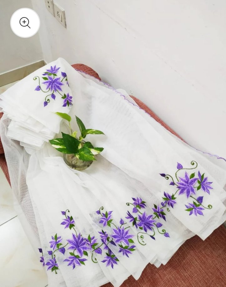 Soft cotton kota doriya embroidery work saree