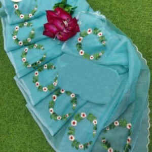 Soft cotton kota doriya embroidery work saree