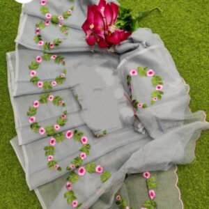 Soft cotton kota doriya embroidery work saree