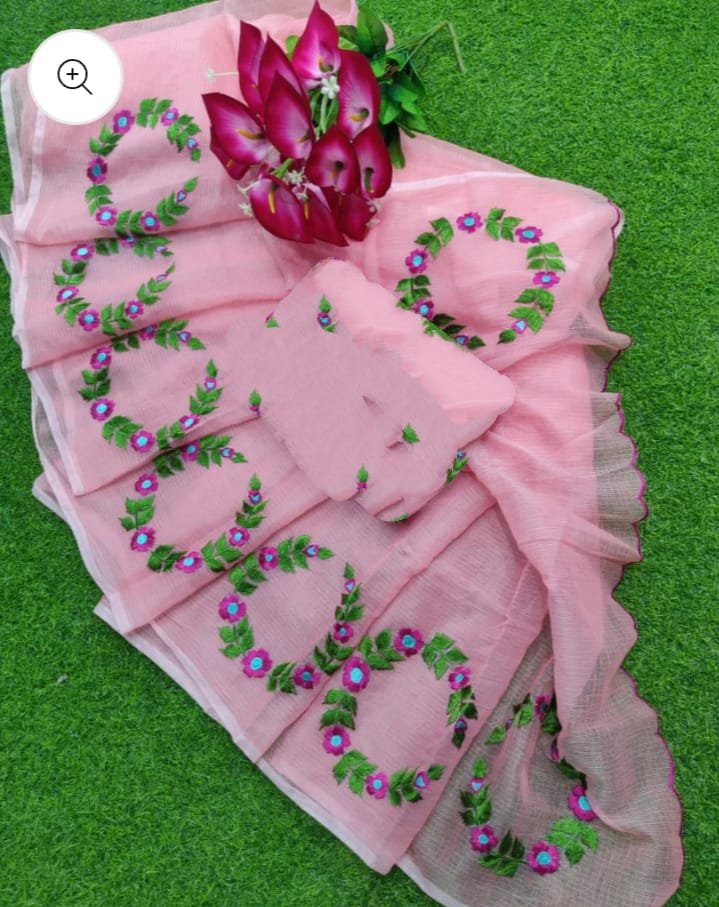 Soft cotton kota doriya embroidery work saree price - 1150-1350