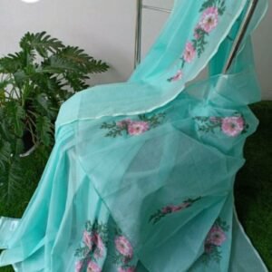Soft cotton kota doriya embroidery work saree