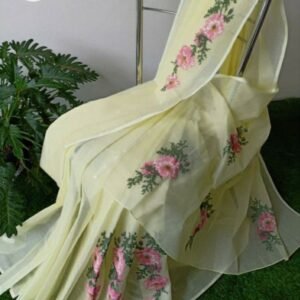 Soft cotton kota doriya embroidery work saree