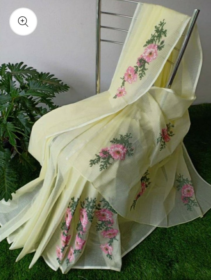 Soft cotton kota doriya embroidery work saree