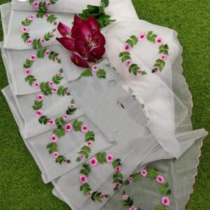 Soft cotton kota doriya embroidery work saree