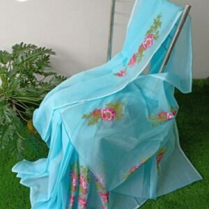 Soft cotton kota doriya embroidery work saree
