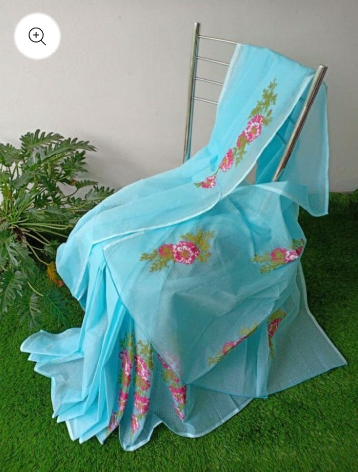 Soft cotton kota doriya embroidery work saree