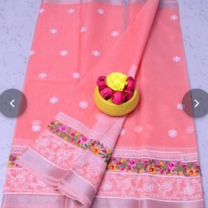 Soft cotton kota doriya embroidery work saree