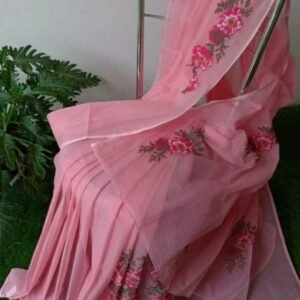 Soft cotton kota doriya embroidery work saree