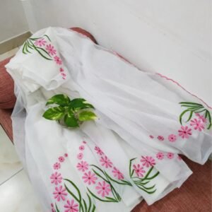 Soft cotton kota doriya embroidery work saree