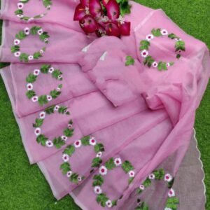 Soft cotton kota doriya embroidery work saree