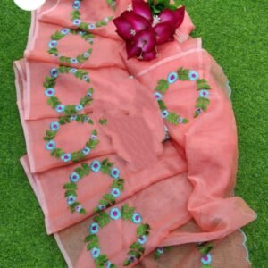 Soft cotton kota doriya embroidery work saree