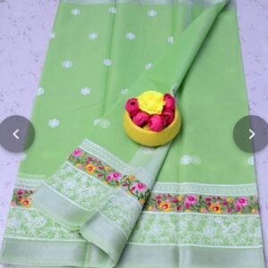 Soft cotton kota doriya embroidery work saree