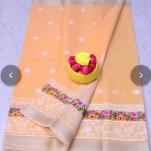 Soft cotton kota doriya embroidery work saree