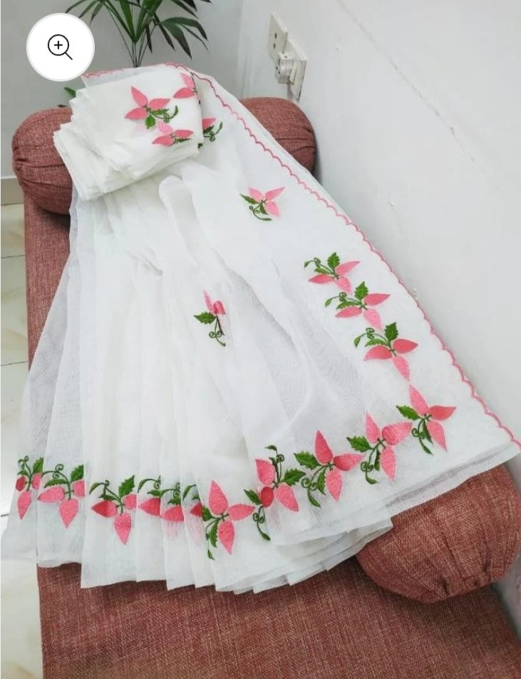 Soft cotton kota doriya embroidery work saree