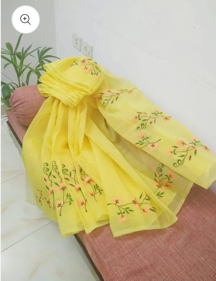 Soft cotton kota doriya embroidery work saree price - 1150-1350