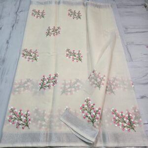 Soft cotton kota doriya embroidery work saree