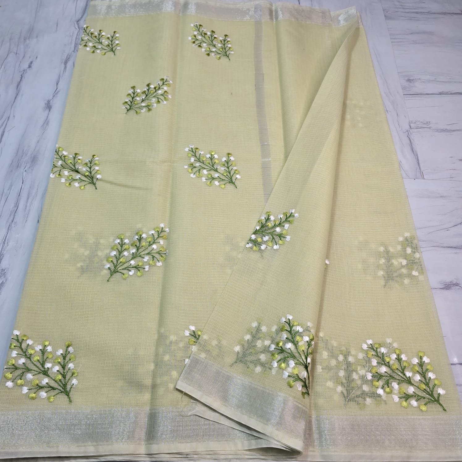 Soft cotton kota doriya embroidery work saree