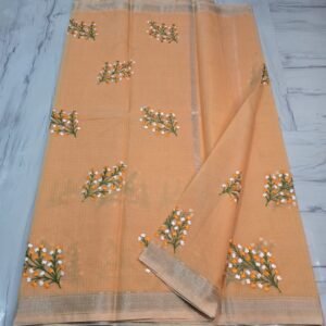 Soft cotton kota doriya embroidery work saree