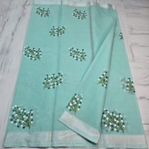 Soft cotton kota doriya embroidery work saree